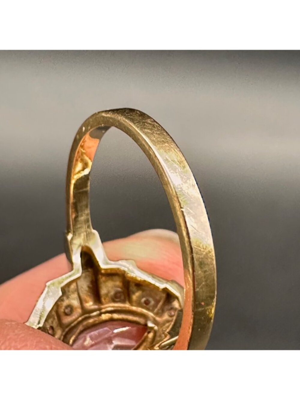 Vintage Art Deco Ring 14K Gold Pink Stone Size 6 Engagement Statement Retro - Picture 9 of 10